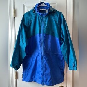 Eddie Bauer Women's Hooded Windbreaker Utility Jacket‎ Blue Green Medium
